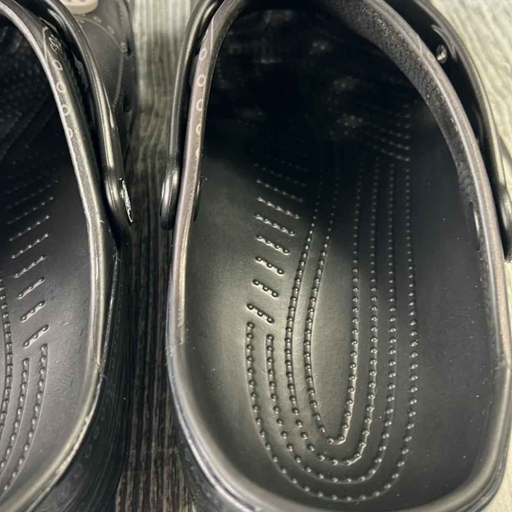 Crocs x Ron English Area 54 Boys: Black Slip On Clog Sandals Mens Size 12